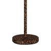 Fabric Wrapped Floor Lamp with Dotted Animal Print, Brown and Black