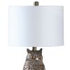 Polyresin Sitting Owl Design Table Lamp with Round Base, Silver