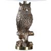 Polyresin Sitting Owl Design Table Lamp with Round Base, Silver