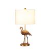 Polyresin Standing Flamingo Design Table Lamp with Round Base, Gold