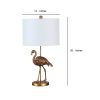 Polyresin Standing Flamingo Design Table Lamp with Round Base, Gold