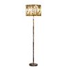 Fabric Wrapped Floor Lamp with Animal Print, Yellow and Black