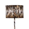 Fabric Wrapped Floor Lamp with Animal Print, Yellow and Black