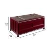 Container Style Coffee Table with Sliding Doors, Red
