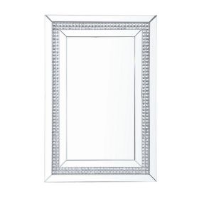 Rectangular Mirrored Wall Decor with Faux Crystals, Silver