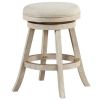 Wooden Swivel Counter Stool with Round Fabric Seat, Gray