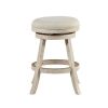 Wooden Swivel Counter Stool with Round Fabric Seat, Gray