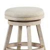 Wooden Swivel Counter Stool with Round Fabric Seat, Gray