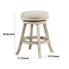 Wooden Swivel Counter Stool with Round Fabric Seat, Gray