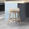 Wooden Swivel Counter Stool with Round Fabric Seat, Gray