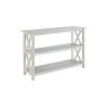 2 Shelf Wooden Entryway Table with X Shaped Accent, White