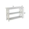 2 Shelf Wooden Entryway Table with X Shaped Accent, White