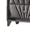 2 Drawer Fabric Frame Nightstand with Tufted Accent, Gray