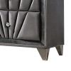 2 Drawer Fabric Frame Nightstand with Tufted Accent, Gray