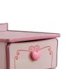 2 Drawer Wooden Nightstand with Heart Knob Pulls, Pink