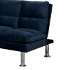 Futon Sofa with Tufted Padded Seating and Metal Legs, Blue
