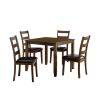 5 Piece Dining Table Set with Leatherette Seating, Brown