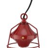 Lantern Table Lamp with Open Metal Frame, Red
