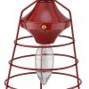 Lantern Table Lamp with Open Metal Frame, Red