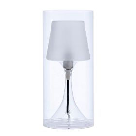 Hurricane Table Lamp with Frosted Glass Shade, Clear