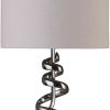 Table Lamp with Curved Abstract Metal Base, Silver