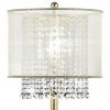Floor Lamp with Hanging Crystal Accents, White and Gold