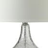 Table Lamp with Pot Bellied Glass Body, Clear and White