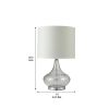 Table Lamp with Pot Bellied Glass Body, Clear and White