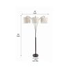 Floor Lamp with 3 Arched Arms and Fabric Shades, Bronze