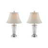 Table Lamp with Semi Fluted Glass Base, Set of 2, Off White