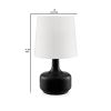 Table Lamp with Teardrop Metal Base and Fabric Shade, Black