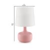 Table Lamp with Teardrop Metal Base and Fabric Shade, Pink