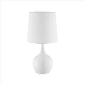 Pot Bellied Shape Metal Table Lamp with 3 Way Switch, White