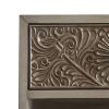 Night Stand with Polyresin Floral Design, Ivory