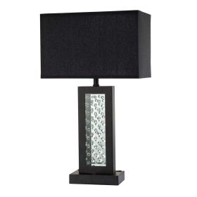 Table Lamp with Embedded Glass Panel, Black