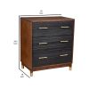 Chest with 3 Drawers and Round Legs, Brown and Black