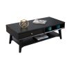 Coffee Table with 1 Drawer and Open Shelf, Black