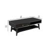 Coffee Table with 1 Drawer and Open Shelf, Black