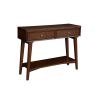 Console Table with 2 Drawers and Angled Legs, Walnut Brown