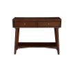 Console Table with 2 Drawers and Angled Legs, Walnut Brown