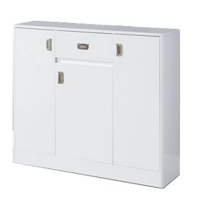 Server with 3 Door Storage and High Gloss, White