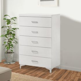 Chest with 5 Drawers and Wooden Frame, White