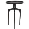 22 Inch Metal Round Accent Table, Three Curved Legs, Antique Brown