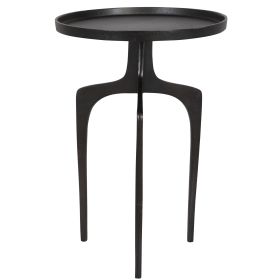 22 Inch Metal Round Accent Table, Three Curved Legs, Antique Brown