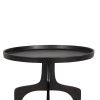 22 Inch Metal Round Accent Table, Three Curved Legs, Antique Brown