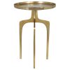 22 Inch Metal Round Accent Table, Three Curved Legs, Gold