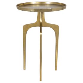 22 Inch Metal Round Accent Table, Three Curved Legs, Gold