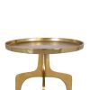 22 Inch Metal Round Accent Table, Three Curved Legs, Gold