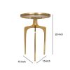 22 Inch Metal Round Accent Table, Three Curved Legs, Gold