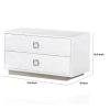 Hart 32 Inch Modern Nightstand, 2 Drawers, Textured Lacquer Finish, White